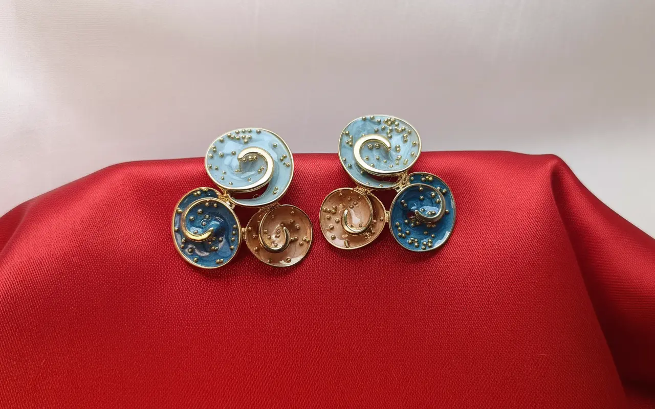 Molten Gold Crescent Hoop Earrings with Pearl Studs – Geometric Organic Drop Earrings